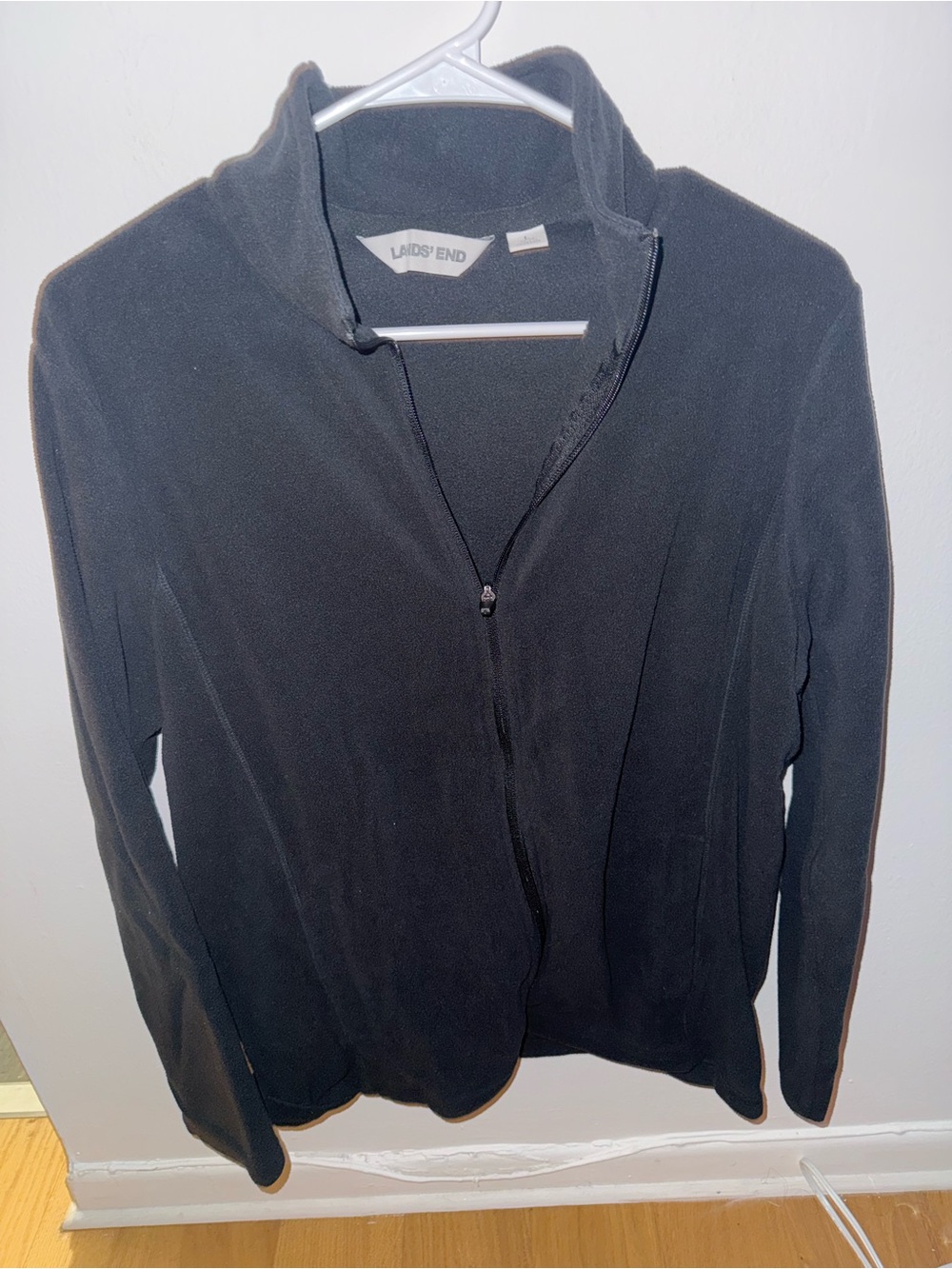 Lands' End Black Full-Zip Women's Fleece Cardigan